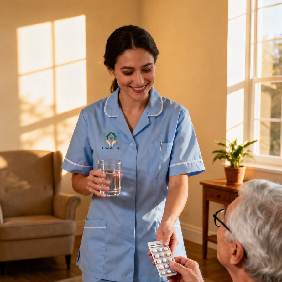 Caregiver preparing a meal